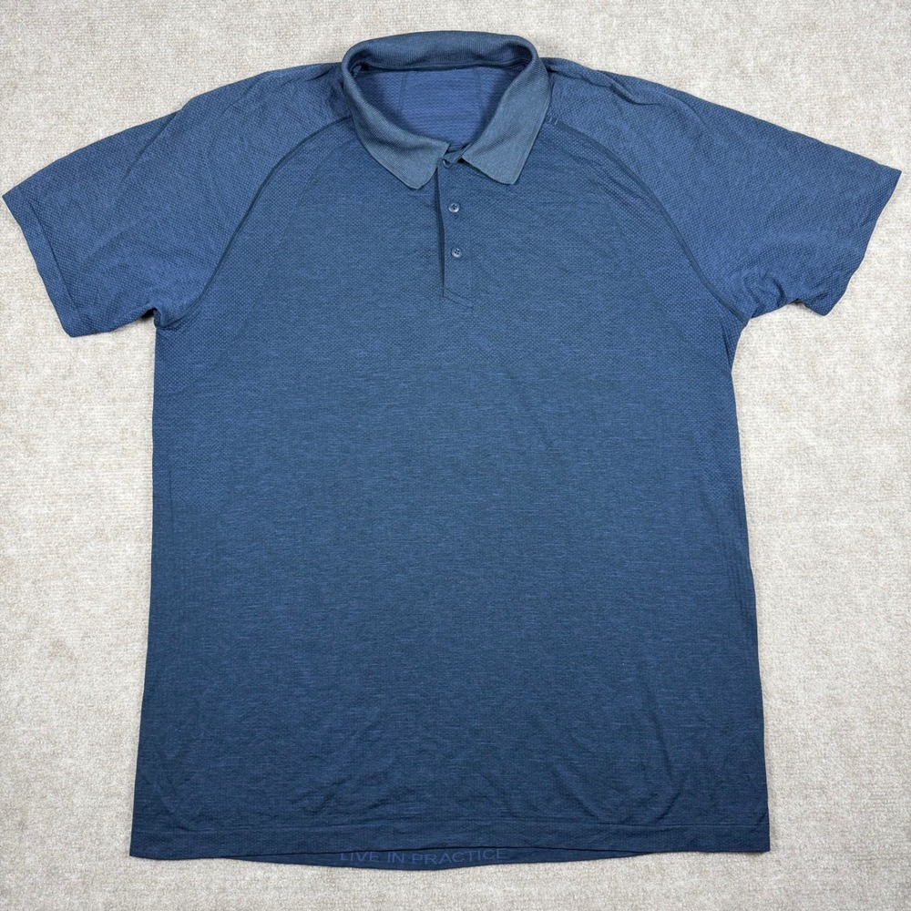 Lululemon Vent Tech Polo Shirt Mens XL Navy Blue Short Sleeve Performance Golf